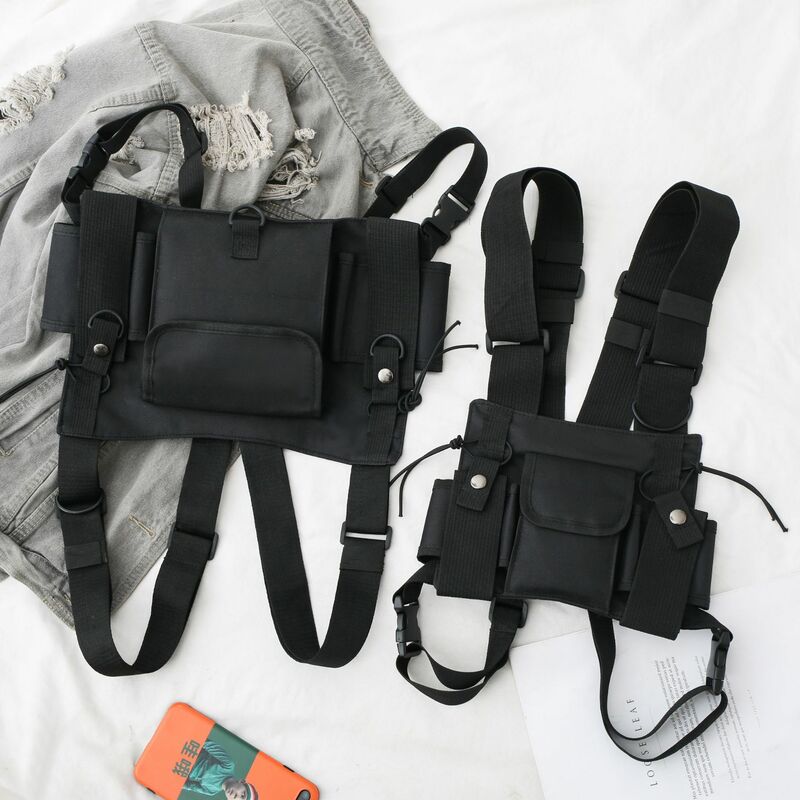 Tactical vest Oxford cloth military vest chest equipment bag leather case tactical strap walkie-talkie radio waist bag