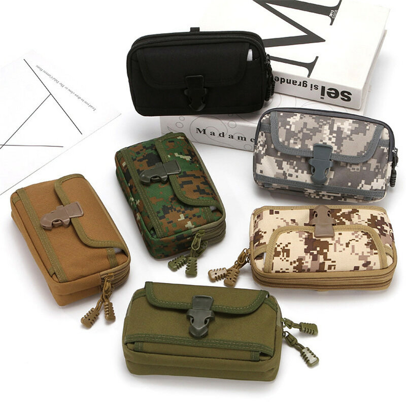 Bolsa de camuflagem militar para homens, cinto tático, pacote de cintura, carteira ao ar livre, bolsa EDC saco utilitário para 6.5 "telefone, bolsa de caça