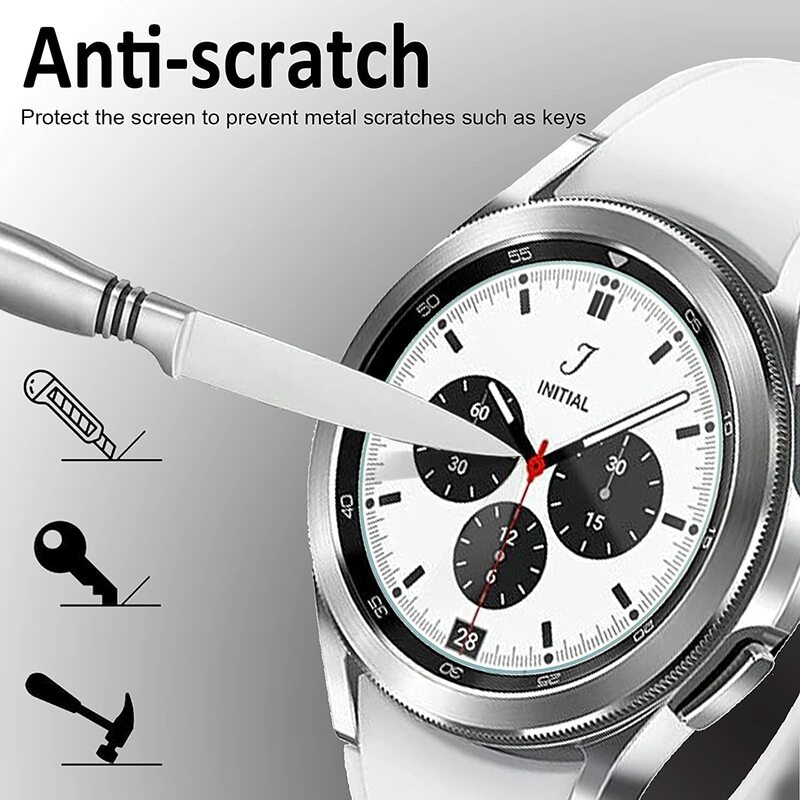 Glass+Case for Samsung Galaxy Watch 4 Classic 42mm 46mm,PC Matte Cover All-Around Protective Bumper Shell for Galaxy Watch4