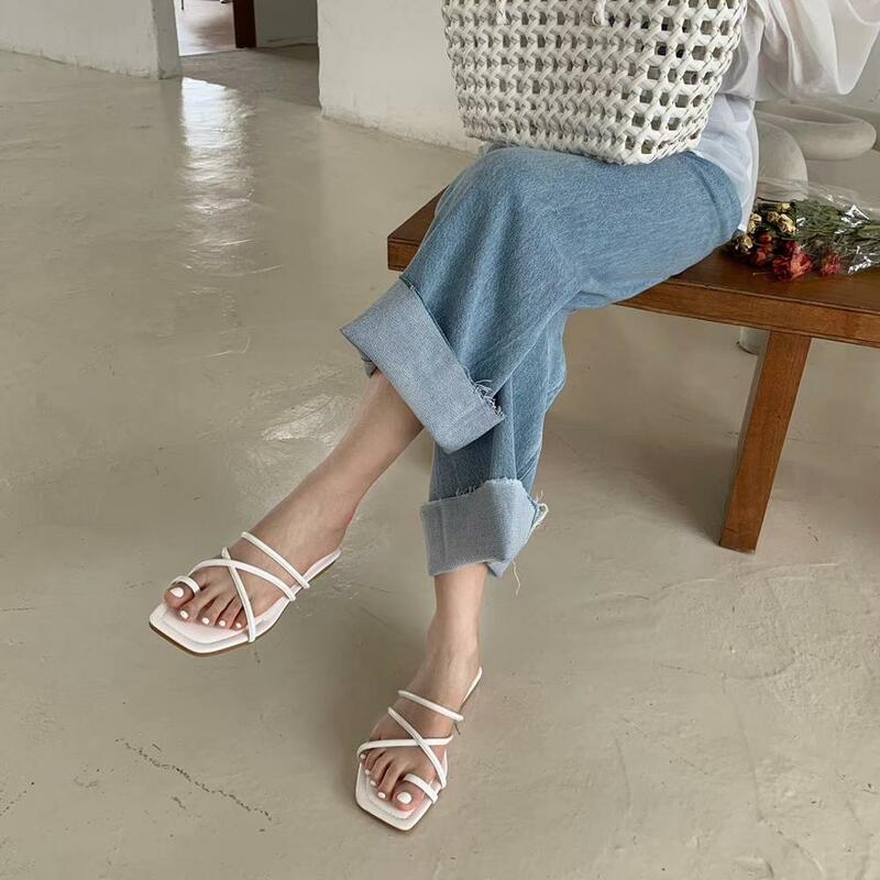 Toppies-sandalias para mujer planas cómodas de goma, zapatos de verano