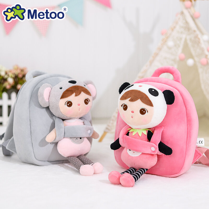 Metoo 3D 만화 플러시 어린이 배낭 장난감 코알라 팬더 인형 유치원 소년과 소녀 학교 미니 가방 생일 크리스마스 선물