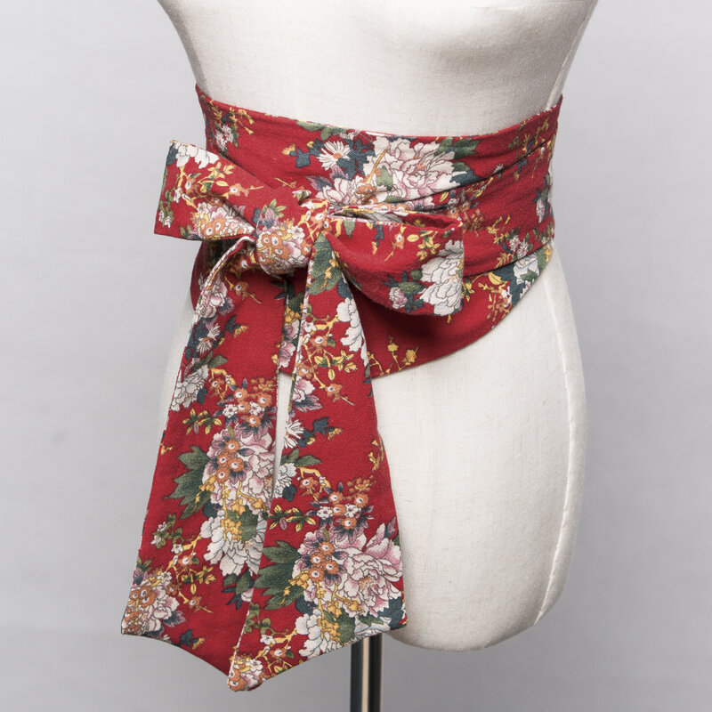 Faja Kimono japonesa para mujer, accesorio de vestir con estampado de mariposa, pretina Yukata, ropa de Cosplay de estilo Vintage