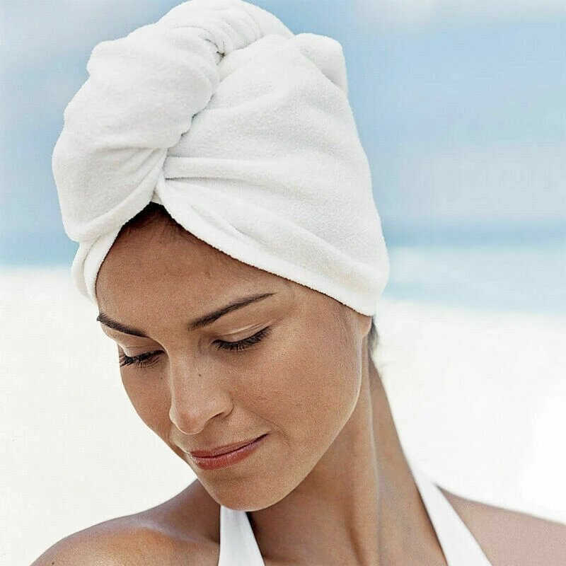 Turban de bain absorbant à séchage rapide, serviette de bain, chapeau de douche rond et doux