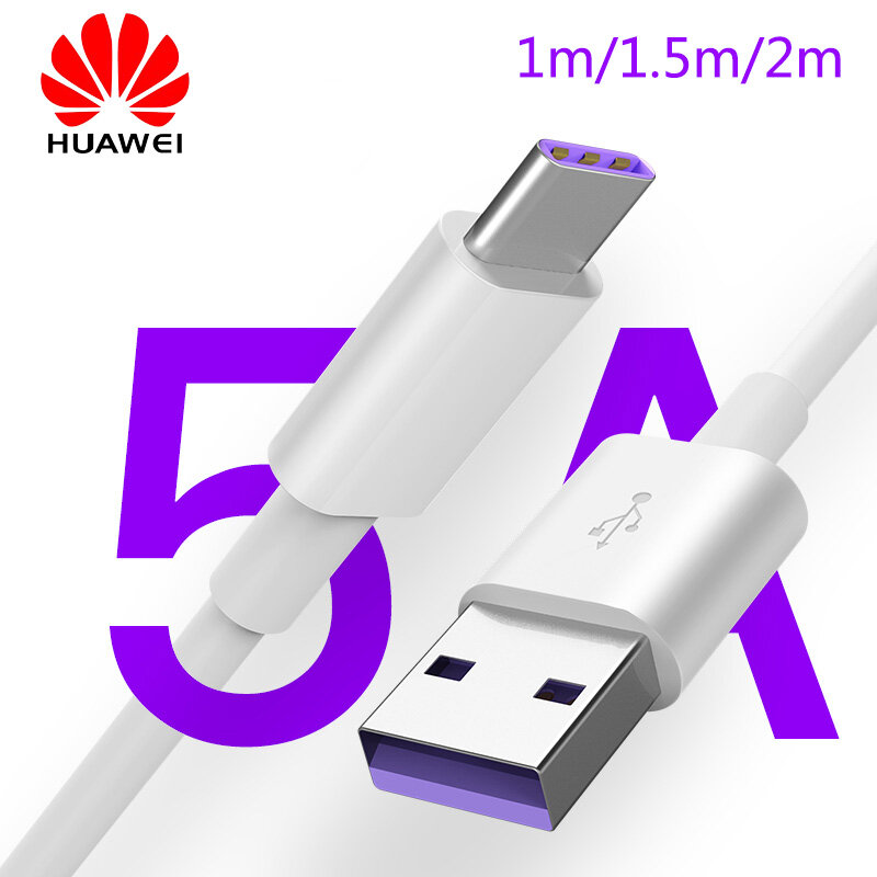Huawei-Câble de charge original 5A, super cordon de développement, P30 P20 mate 9/10/20 P10 pro honour 20 note 10 view 20 procureur type C