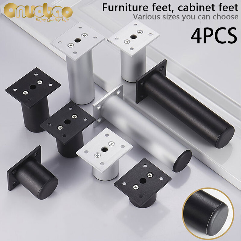Onuobao-patas de metal ajustables de aleación de aluminio para muebles, pies de sofá, pies de gabinete, elevación de pierna ajustable de 6 ~ 35cm, 4 Uds.