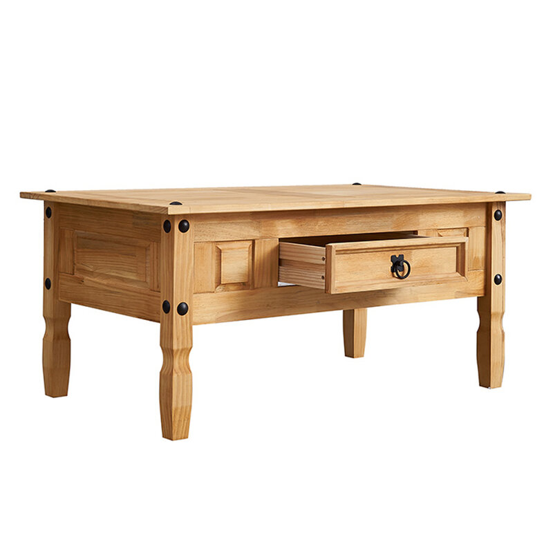 Panana Natürlichen stil Alte wachs Kaffee Tisch mit 1 Schublade Solide Kiefer Holz wohnzimmer Schnelles verschiffen