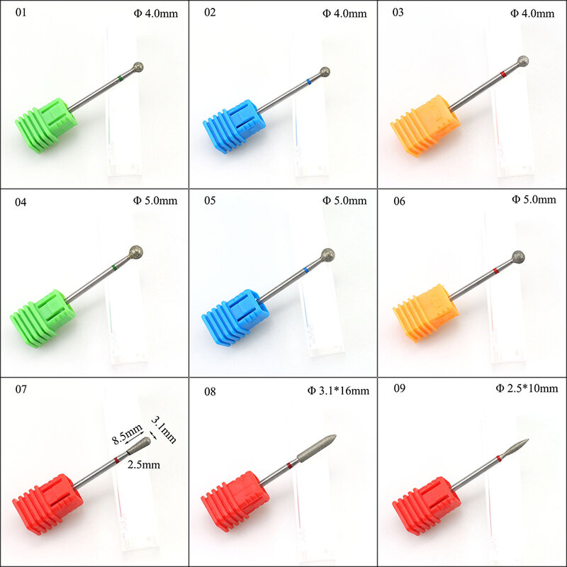 14 Type diamant fraise ongles perceuse fichiers électrique manucure ongles Bits outils de dissolvant de vernis à ongles équipement d'art des ongles