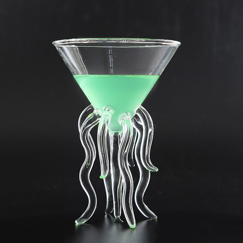 100ML Creative Octopus Cocktail Glass Transparent Jellyfish Glass Cup Juice Glass Goblet Conical Wine Champagne Glass