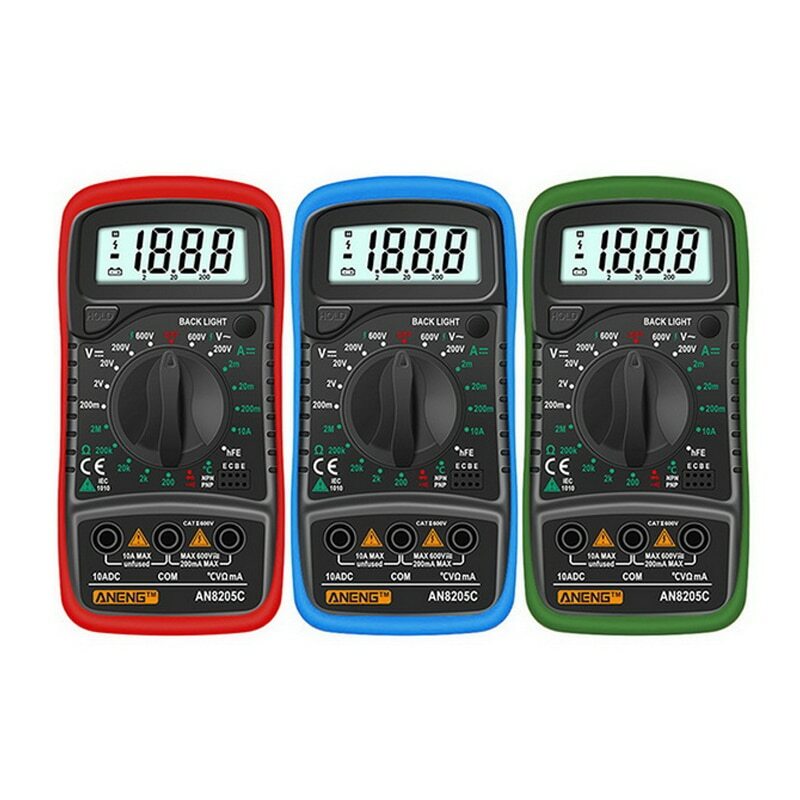 AN8205C Digital Multimeter AC/DC Ammeters Volt Ohm Tester Meter Multimetro With Thermocouple LCD Backlight Portable
