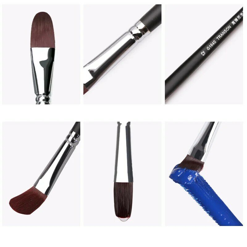 Nylon Hair Black Wooden Handle Paint Brushes Artistic Professional Watercolor Paint Brush For Acrylic Oil Painting Art Supplies