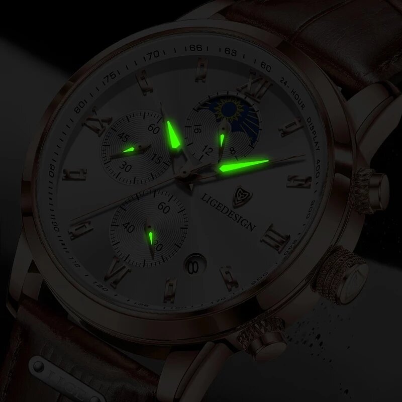 LIGE-Montre-bracelet de luxe en acier inoxydable pour homme, étanche, à quartz, décontractée, de marque supérieure