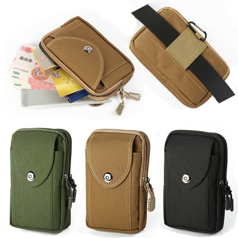 Man Waistbags Belt Phone Pouch Sport Running Mobile Phone Pocket Solid Color Magnetic Clasp Portable Bags with Hook High Quality
