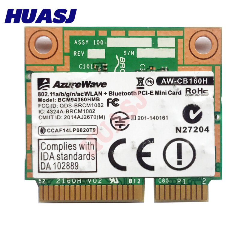 Azurewave-AW-CB160H broadcom bcm94360hmb 802.11ac 1300M sem fio wifi wlan BT 4,0, mini tarjeta pci-e y 3 uds. Ipex1to ipex 4