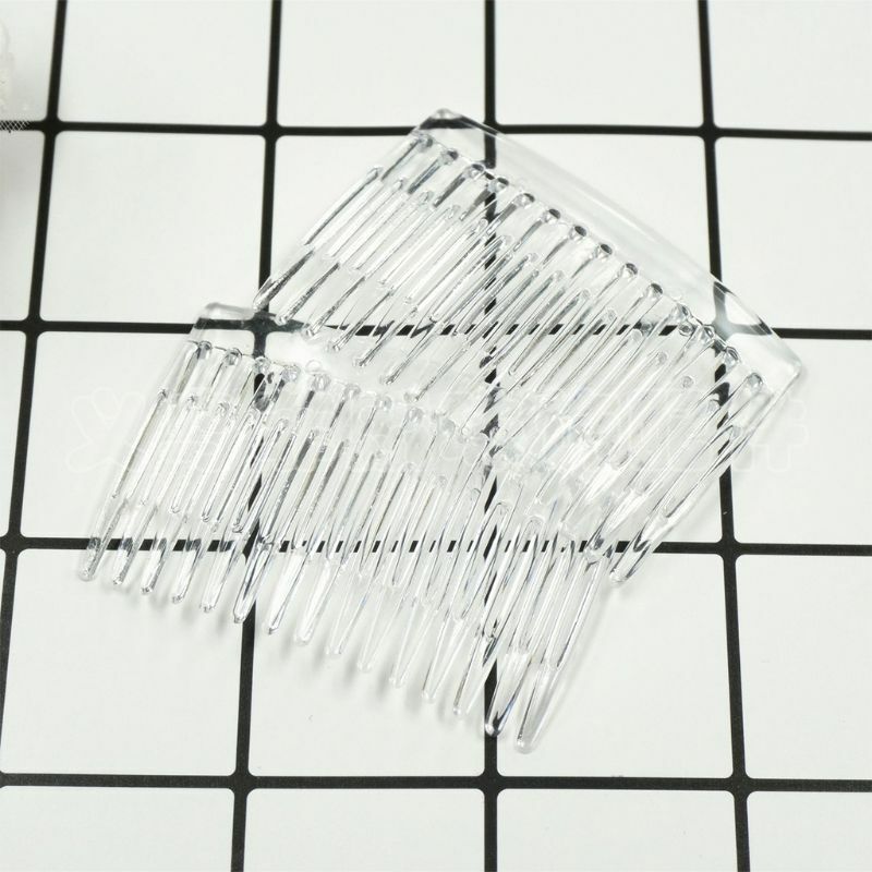7 × 5センチメートル15歯ファンシーdiyプラスチックヘアクリップコー女性ブライダルウェディングベールホルダー透明美容ツールベールアクセサリー
