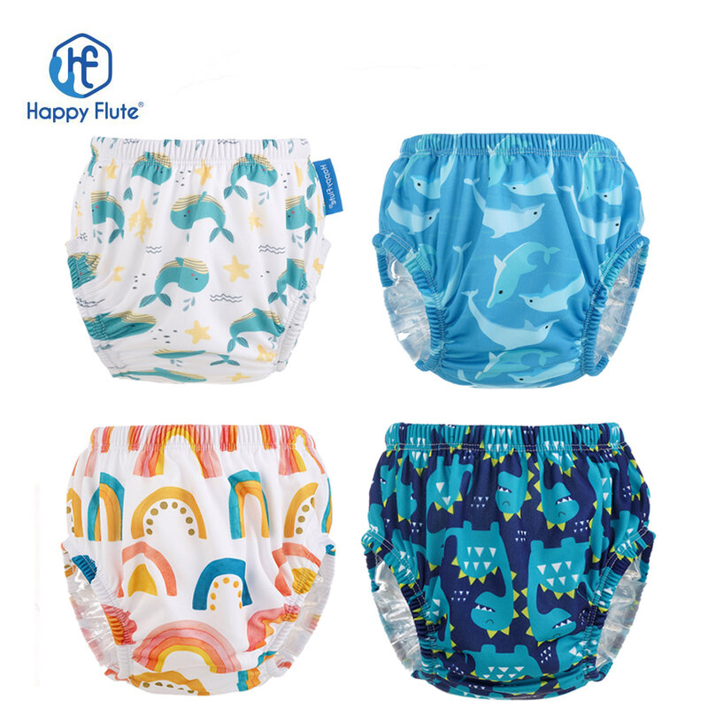 Happyflute-fralda de tecido macio reutilizável para bebê, 3 tamanhos, respirável, para natação