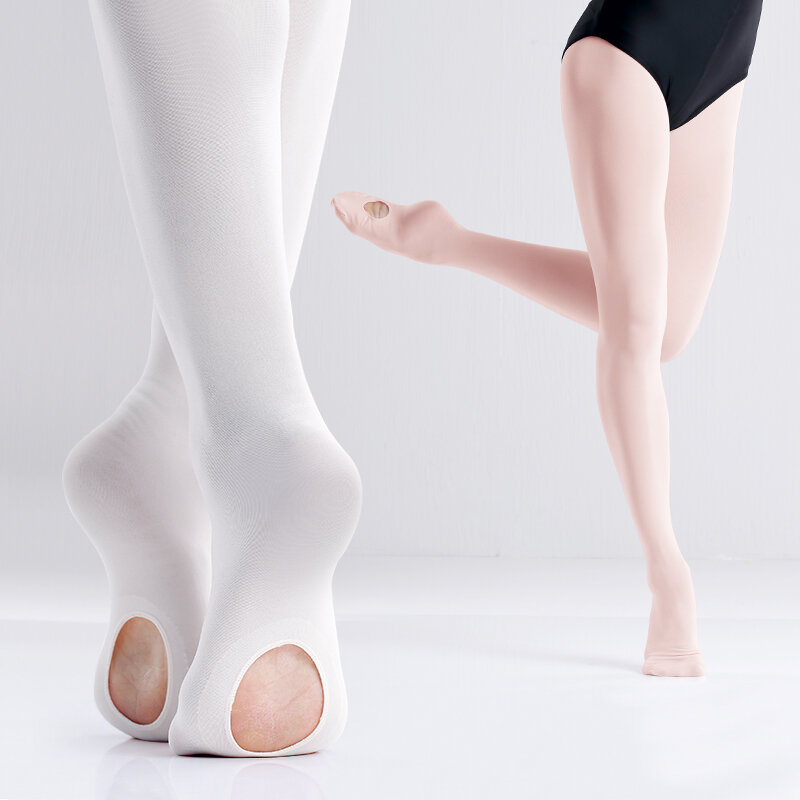 Medias de Ballet para mujer y niña, medias de transición suaves, pantimedias de baile sin costuras con agujero 60D, 3 pares