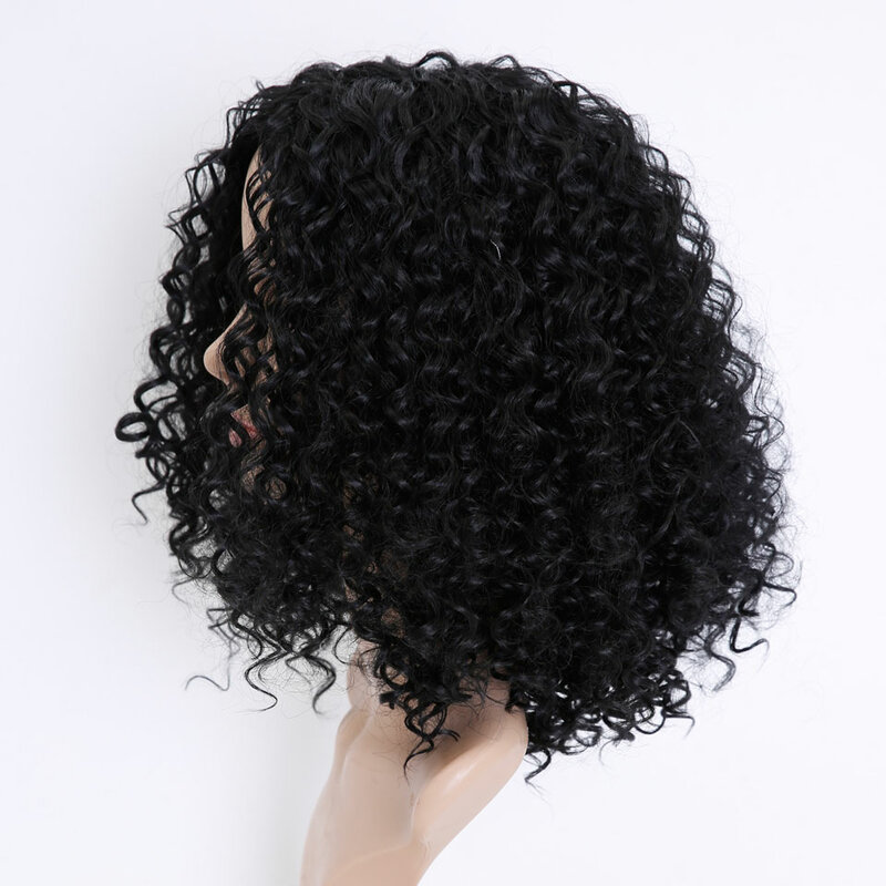 Allaosify curto afro kinky encaracolado perucas para mulheres perucas sintéticas resistente ao calor do cabelo macio africano americano natural preto cabelo