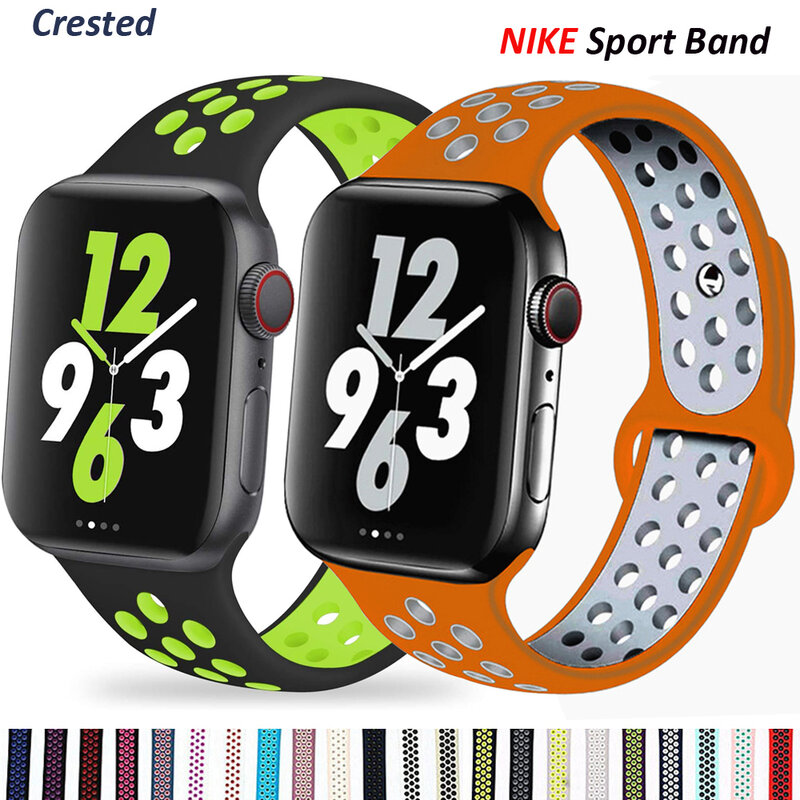 Correa de silicona para Apple watch, 44mm, 40mm, banda deportiva iWatch, 5 cinturones, pulsera transpirable, Apple watch series 6 3 4 SE 42mm 38mm