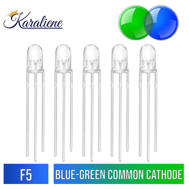 10 개/몫 F5 5mm 멀티 컬러 레드 그린 블루 RGB 3Pin (더블 컬러) 4Pin (3 색) LED 발광 다이오드