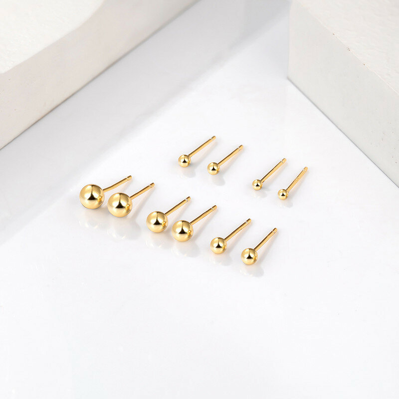 316L Stainless Steel Ear Post Stud Earrings For Women Men Jewelry Gold  Color Ball  Dia Fashion Jewelry