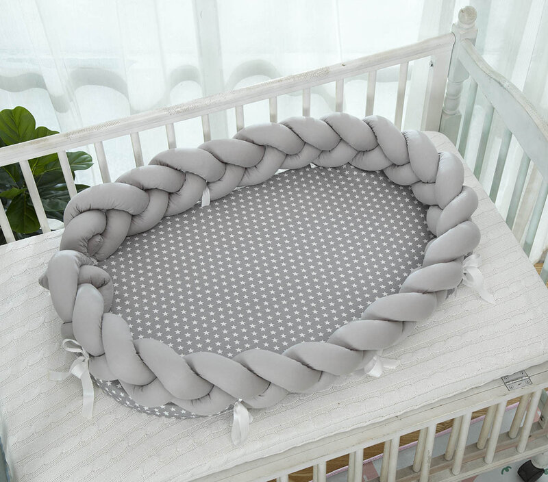 Algodão tecido dobrável portátil berço cama média biônico removível manual cerca tridimensional protetora