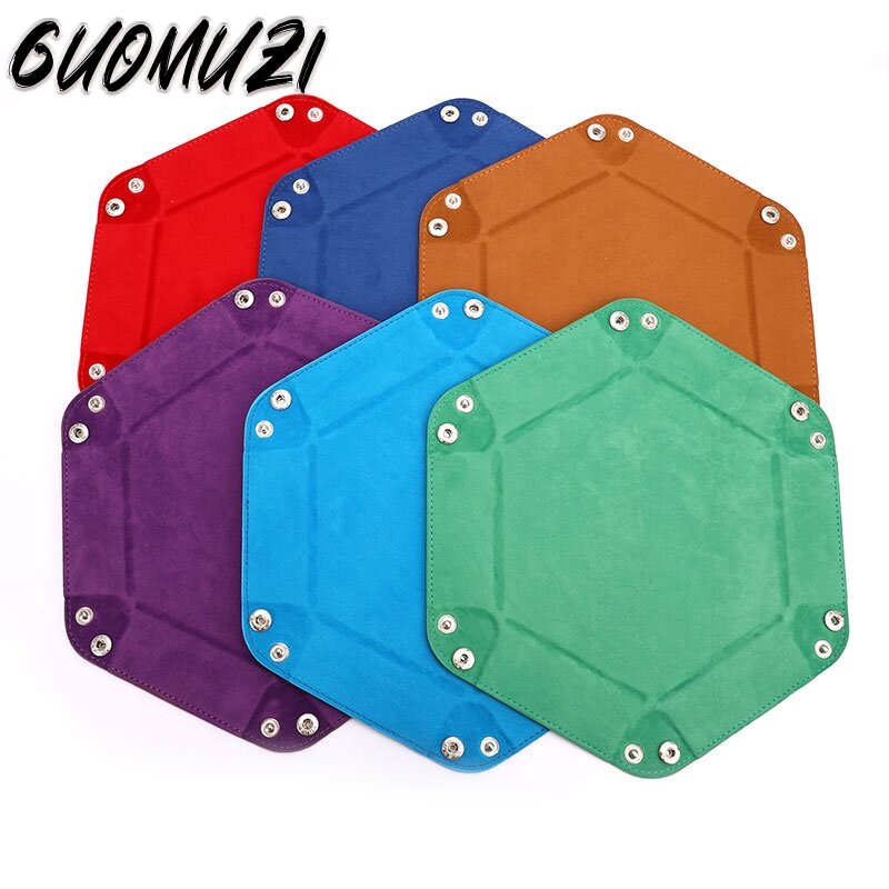 Caja de bandeja de dados plegable de cuero PU, bandeja cuadrada hexagonal para monedas, juego de dados, 6 estilos, nuevo
