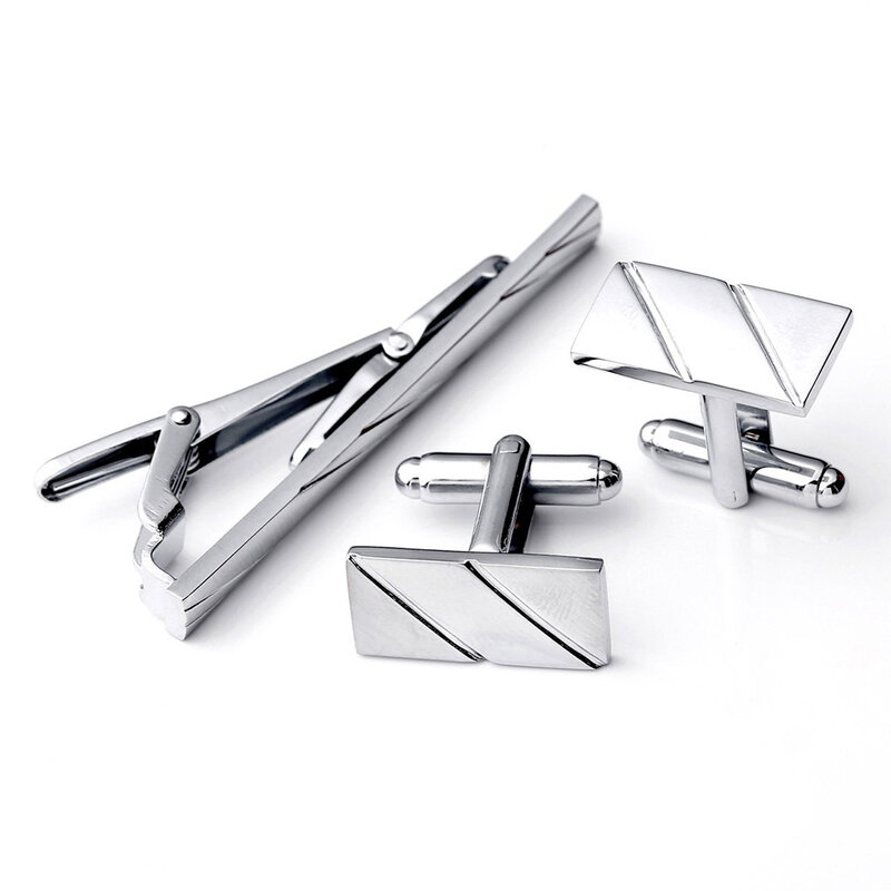 Decoration Adult Striped Tie Clip Shirt Jewelry Casual Portable Wedding Business Gift Accessories Cufflink Set Party Sturdy