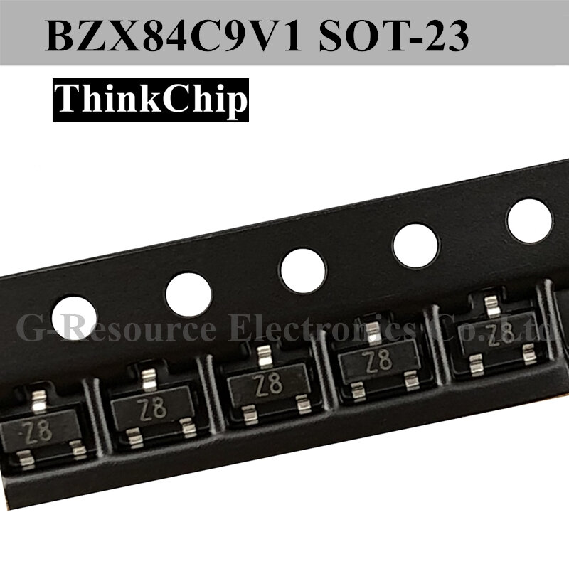 (100Pcs) BZX84C9V1 SOT-23 SMDแรงดันไฟฟ้าStabilizedไดโอดDiode 9.1V (เครื่องหมายZ8)