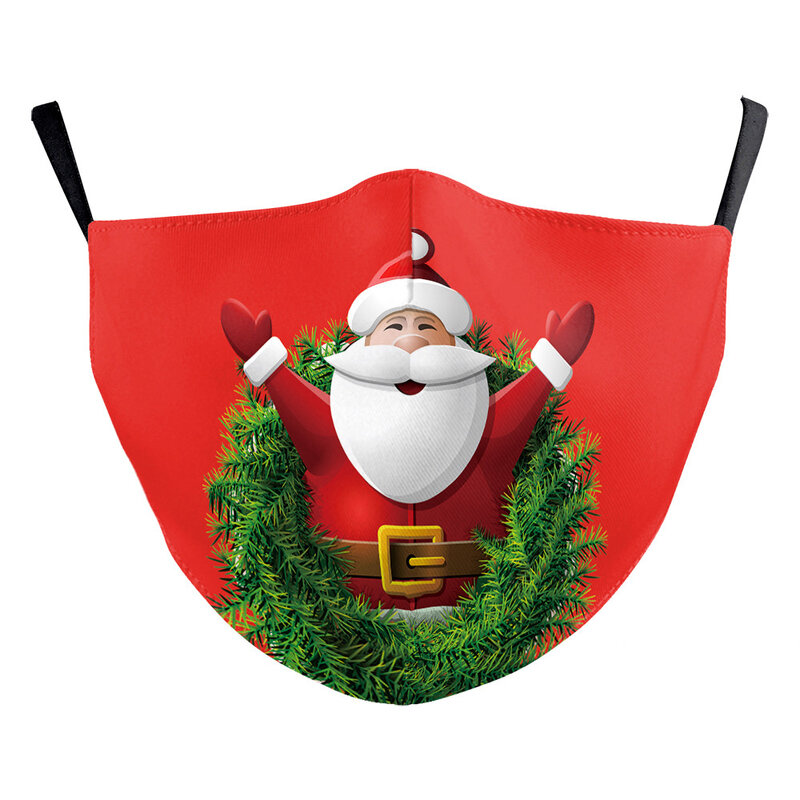 Maski wielokrotnego użytku kolorowe maski świąteczne maska na przyjęcie Unisex maski na twarz nadruk świąteczny wiatroszczelna zmywalna maska świętego mikołaja