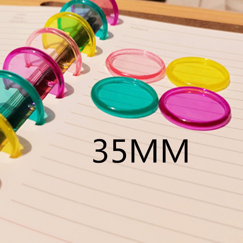 30PCS35MM galaretki przezroczysty kolor stały pierścień do spinania grzyb otwór okrągły talerz klamra DIY grzyb otwór akcesoria do notebooków