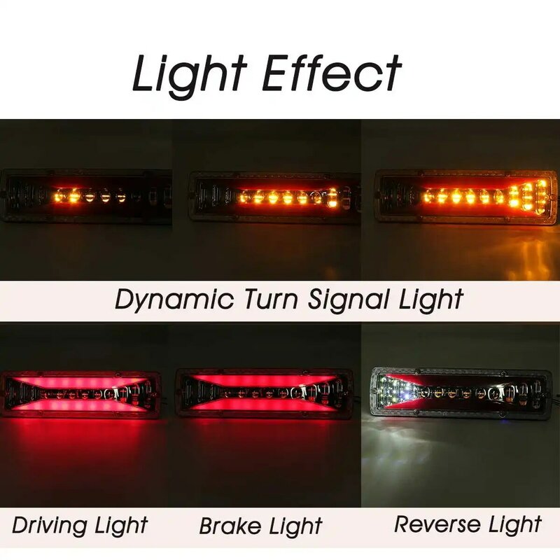 2 sztuk 12V dynamiczny LED samochodów platforma ciężarówki światła przyczepy tylne światło hamulca lampka kierunkowskazu odwróć ciągnik ciężarówka autobus kampery przyczepy kempingowe