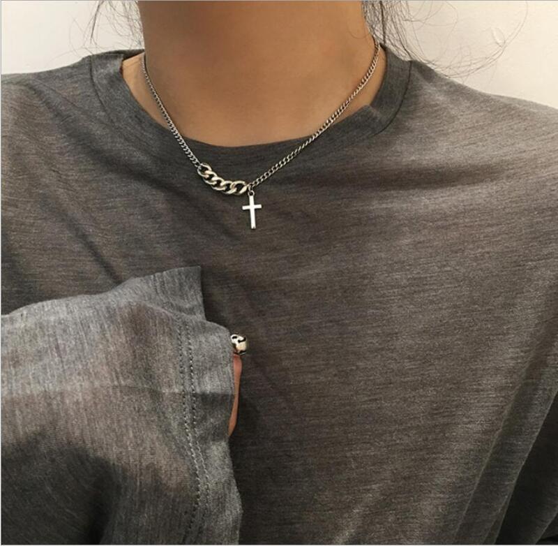 Простая Классическая модная двухсторонняя подвеска в античном стиле серебряного цвета с крестом для девушек короткая длинная цепочка ожерелья ювелирные изделия для женщин S2198