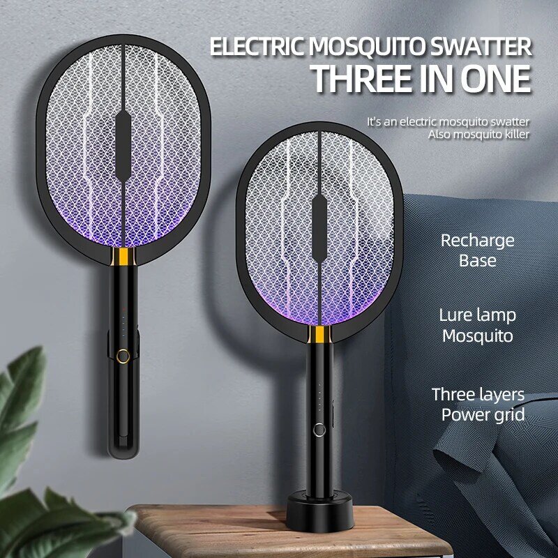 Matamoscas eléctrico USB, raqueta matamoscas, trampas eléctricas, repelente de insectos, lámpara para el hogar