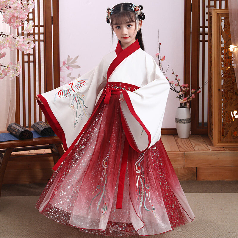 Tang Terno Fotografia Vestido de Hanfu Chinês Antigo Tradicional Roupas Meninas Palco Dança Desempenho Vestido Crianças Cheongsam Vestido