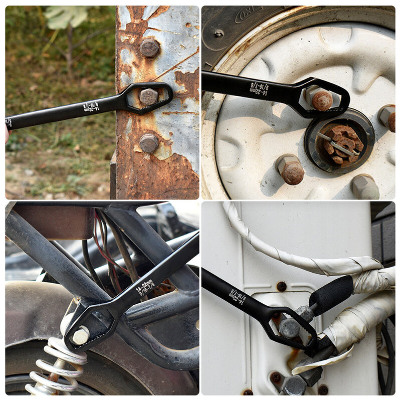 Dua Kepala Kunci Multifungsi Kacang Screw Kunci Pas Perbaikan Tangan Alat untuk Mobil Sepeda Ratchet Wrench Universal Spanner 8-22Mm