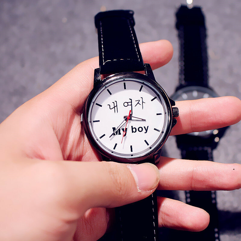 Gorący sprzedawanie zegarki dla par Ins miłośnicy mody kwarcowy analogowy zegarek z paskiem ze skóry zespół uzang zegarek uczeń para zegarek Dropshipping