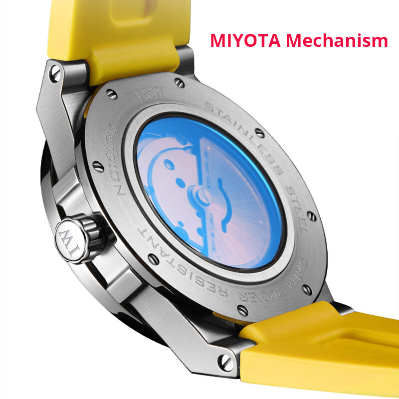 Relojes الفقرة Hombre I & W جديد ساعة أوتوماتيكية اليابان حركة الياقوت التقويم سيليكون باند مقاوم للماء مضيئة ساعات رجالي 2021