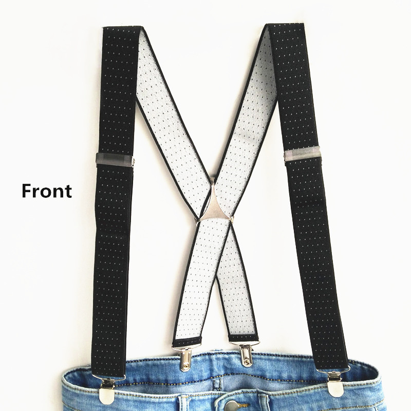 3.5CM Width Dot Printed Men's Suspenders High Quality 4 Clips Suspensorios Adjustable Elastic Braces Plus Size Women Party Wear