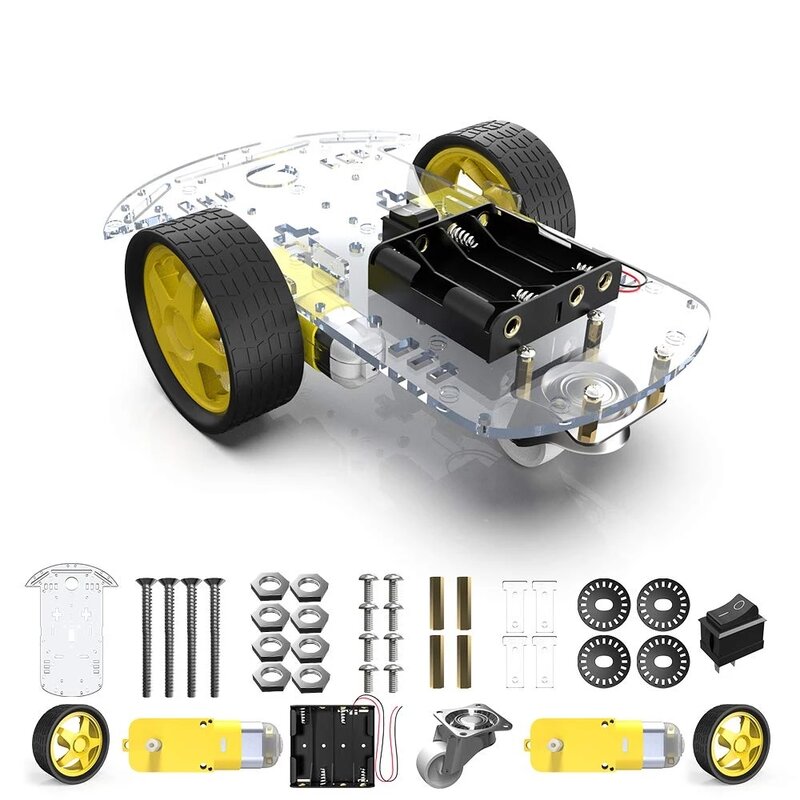 2/4WD Robot Smart Car Chassis Kits with Speed Encoder for Arduino 51 DIY Education STEM Robot Smart Car Kit for Student