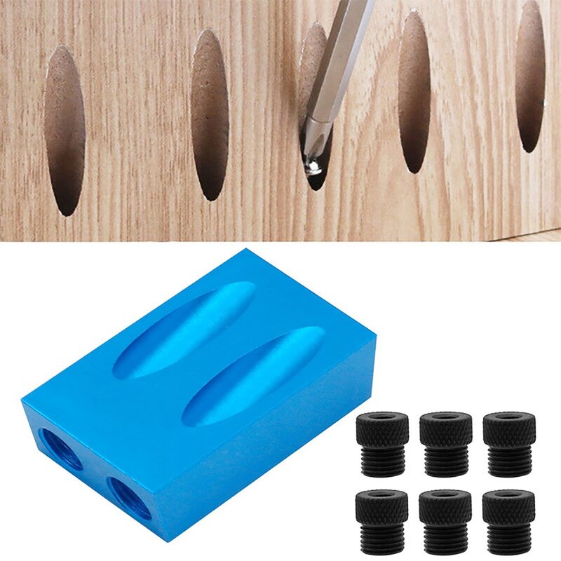 Angle Woodworking Guide Positioner Kit 6/8/10mm Oblique Hole Locator Positioner Drilling Bits Jig  Clamp Wood 1set