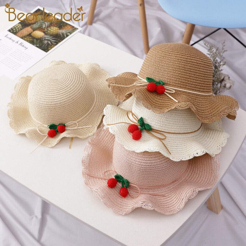 Sombrero de verano para niña, sombrero transpirable de paja s, bonito patrón alegre, dulce Príncipe Seaide con bolsa de chico 2-6Y