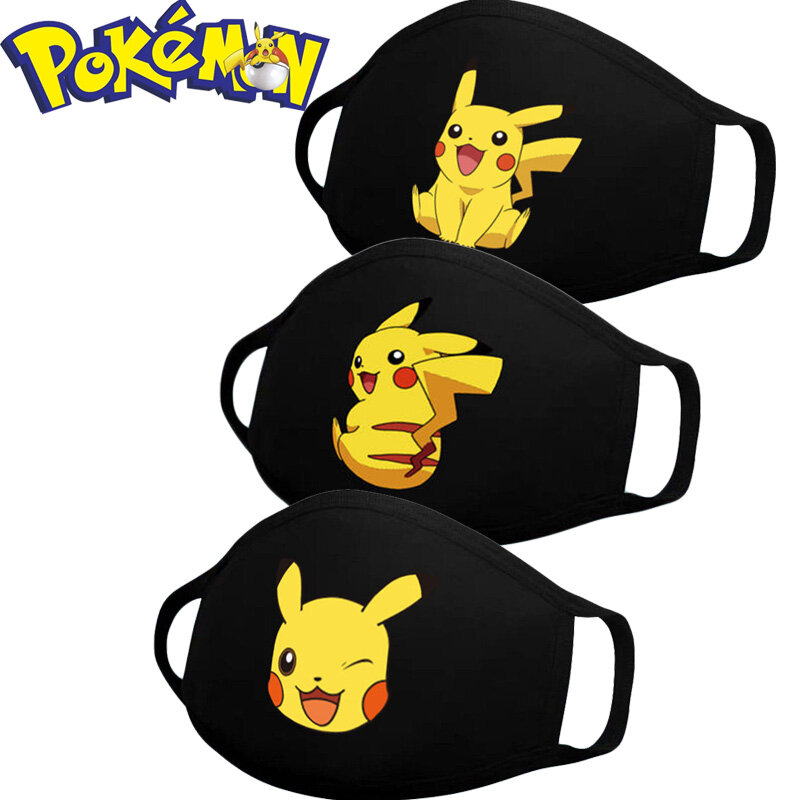 1Pcs Pokemon Pikachu Masker Cartoon Anime Maska Kinderen Herbruikbare Washables Stofdicht Mond Wasbare Monden Capsmouth Leuke Gezicht M