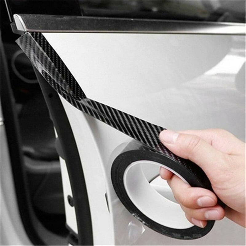 Car Door Sill Protector Bumper Protector Carbon Fiber Car Wrap Film 3D Gloss Automotive Wrap Film Self-Adhesive Anti-Collision