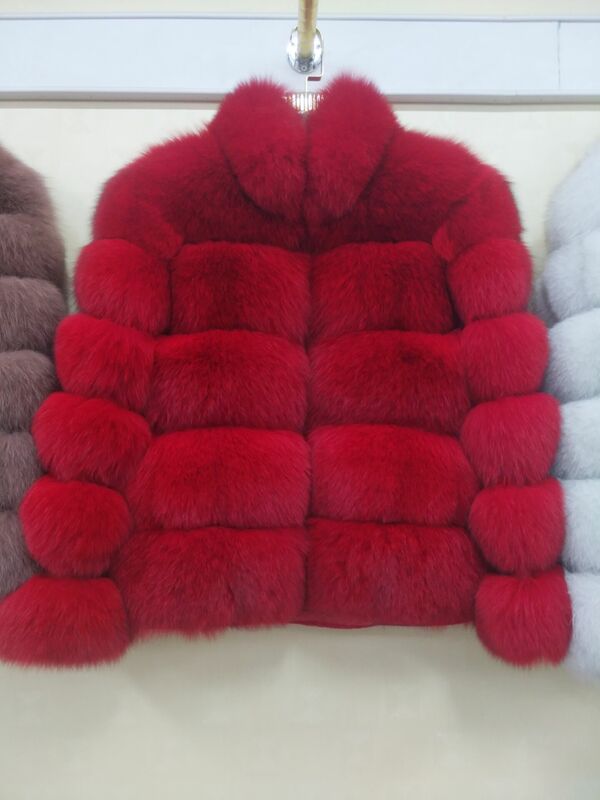 Naturalne futro z lisa płaszcz prawdziwy lis krótka kurtka z futrem moda zimowa ciepły casual europejski styl uliczny