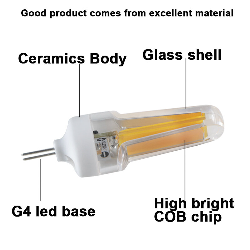 Светодиодная лампа Bombilla G4, 3 Вт, COB, 110 В, 220 В, 12 В