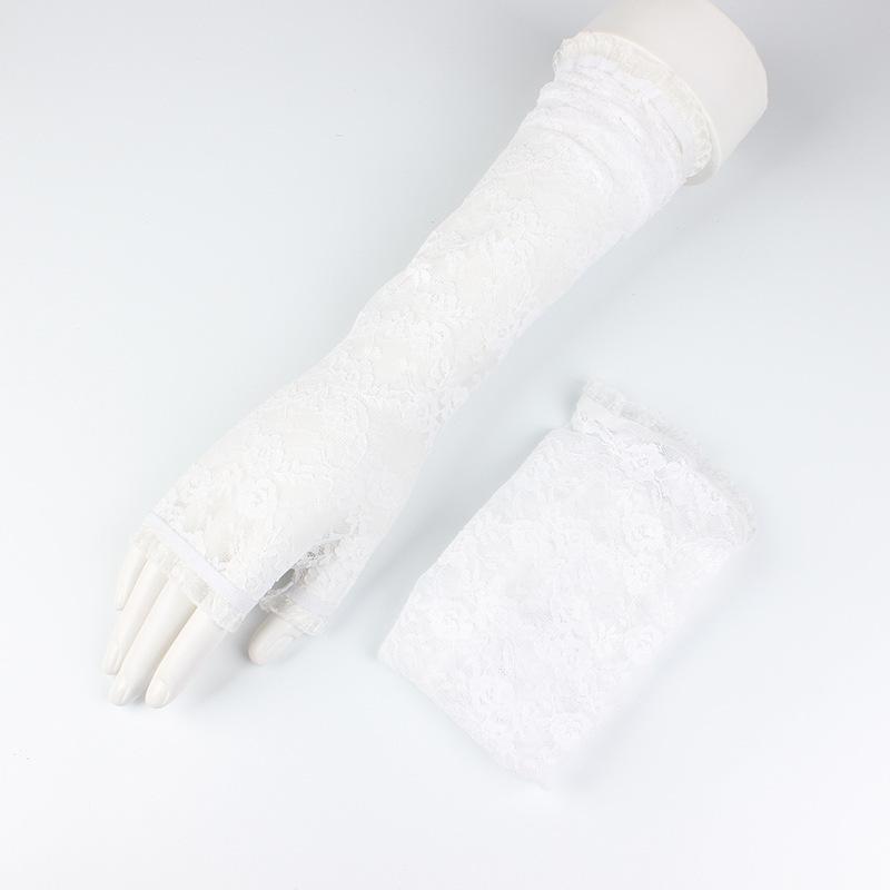 Fajne rękawy siatkowe rękawy lodowe elegancka koronka cienkie damskie letnie rękawy z długim rękawem koronkowe rękawiczki modne rękawy chroniące przed słońcem