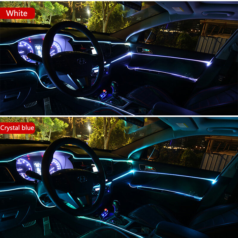 Carro Neon LED Traço Decoração Faixa, EL Wire, luz ambiente, Skoda, Octavia 2, A7, A5, rápida, Superb, Mazda 6, Chevrolet Cruze