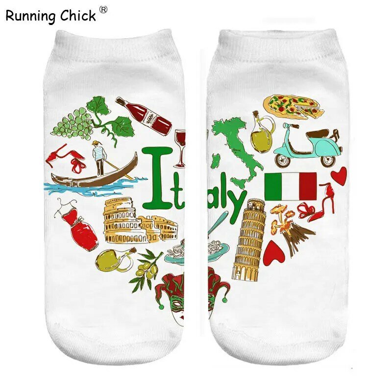 Running Chick Love Pregnant 3D Print Wholesale Women Ankle Socks, Polyester STANDARD
