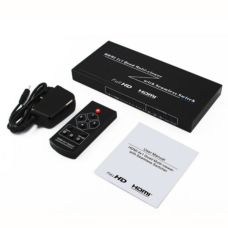 HDMI Multiviewer 4X1 Quad Multi-Viewer Splitter con conmutador sin fisuras, Control IR, resolución de salida de hasta 1080p