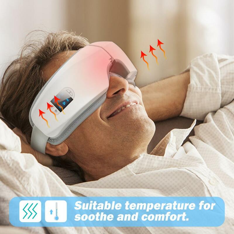 Вибрационный массажер для глаз, с подушкой безопасности, с подогревом, Bluetooth, снимает усталость и темные круги